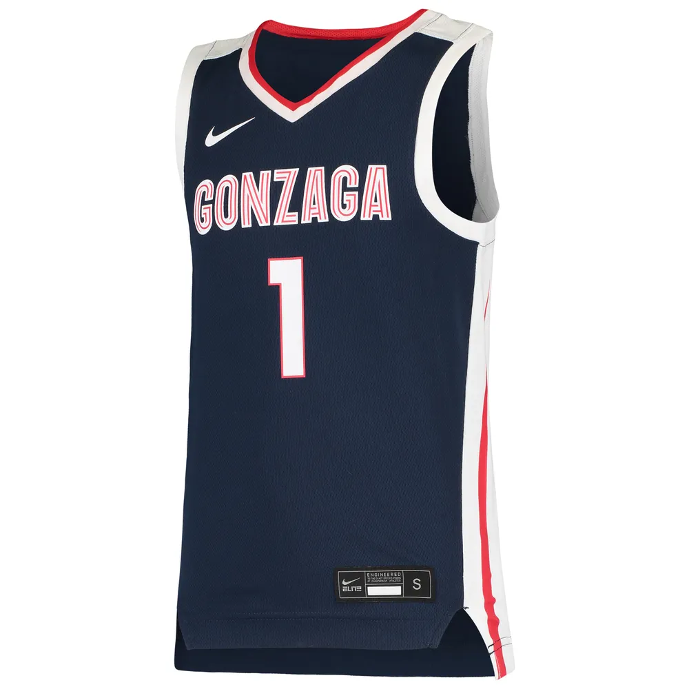 Maillot de basket-ball réplique l'équipe des Bulldogs Gonzaga #1 bleu marine Nike pour jeunes