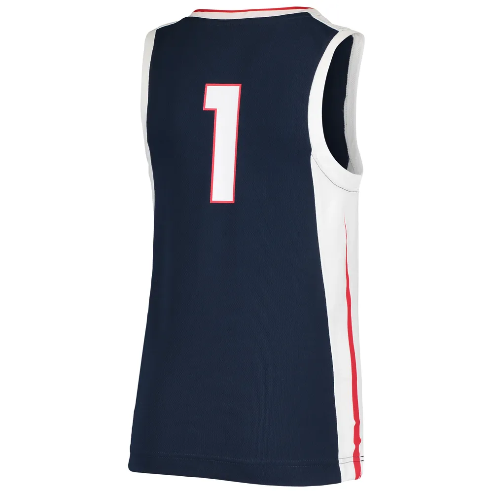 Maillot de basket-ball réplique l'équipe des Bulldogs Gonzaga #1 bleu marine Nike pour jeunes