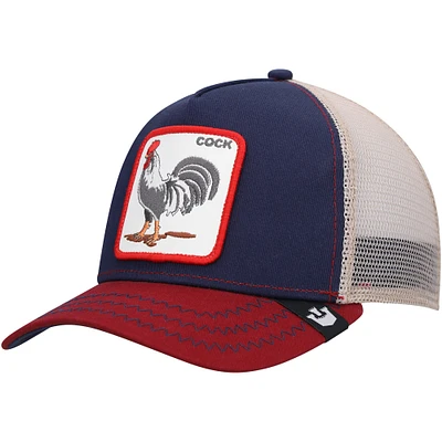 Casquette Snapback Goorin Bros bleu marine/rouge The Rooster Trucker pour hommes