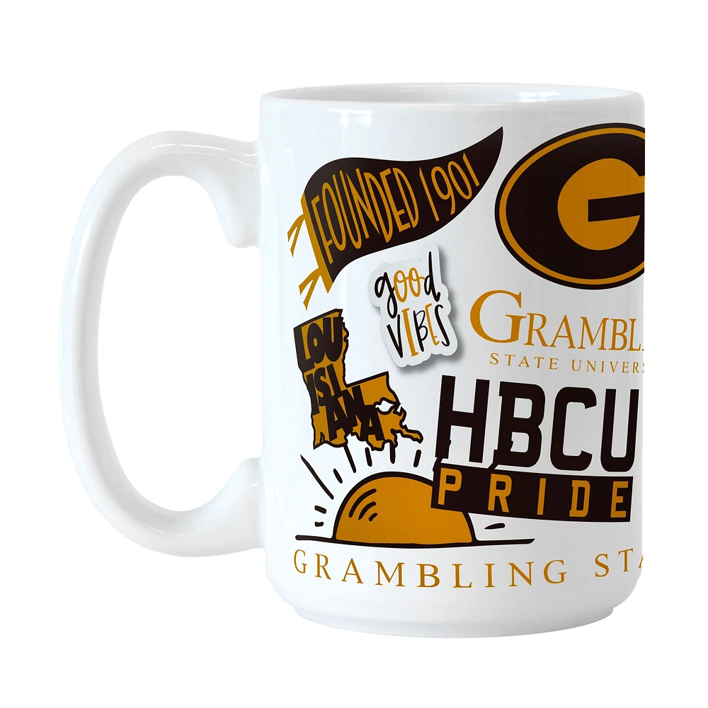 Tigres Grambling 15 oz. Tasse en céramique indigène