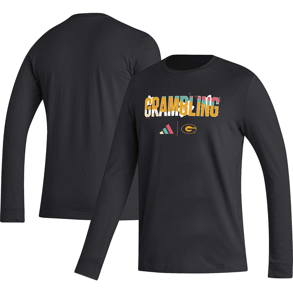 Men's adidas Black Grambling Tigers Honoring Excellence Long Sleeve T-Shirt