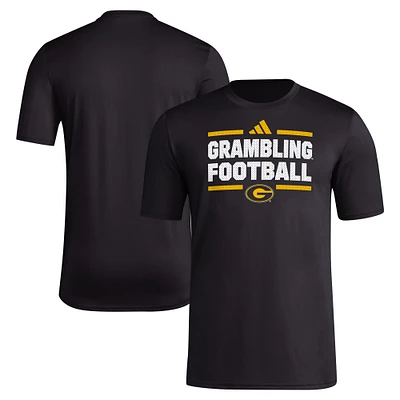 T-shirt d'avant-match de football adidas Grambling Tigers Locker pour hommes, noir, AEROREADY