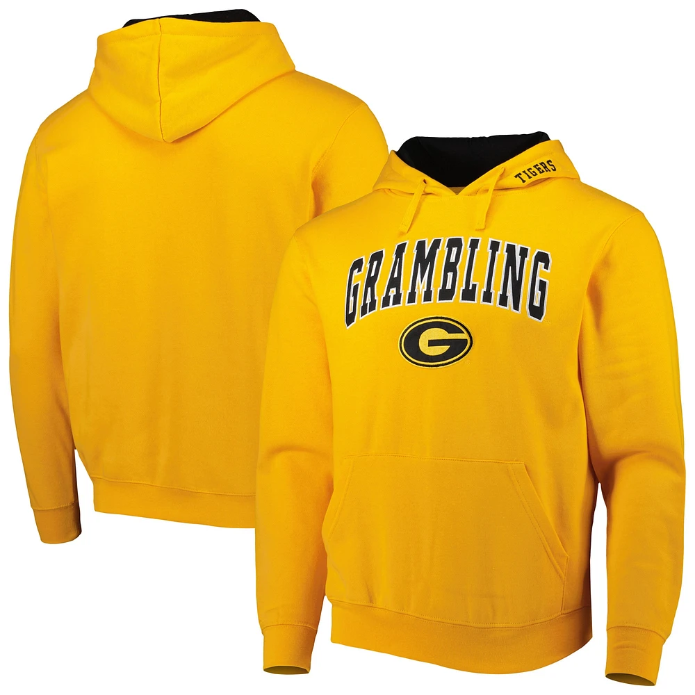 Men's Colosseum Gold Grambling Tigers Arch & Logo 3.0 Pullover Hoodie