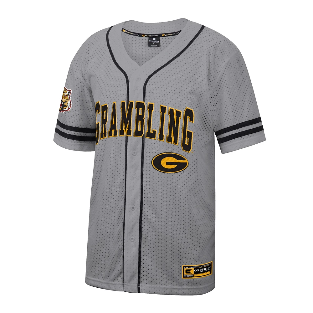 Maillot de baseball Free Spirited pour homme Colosseum Gray Grambling Tigers