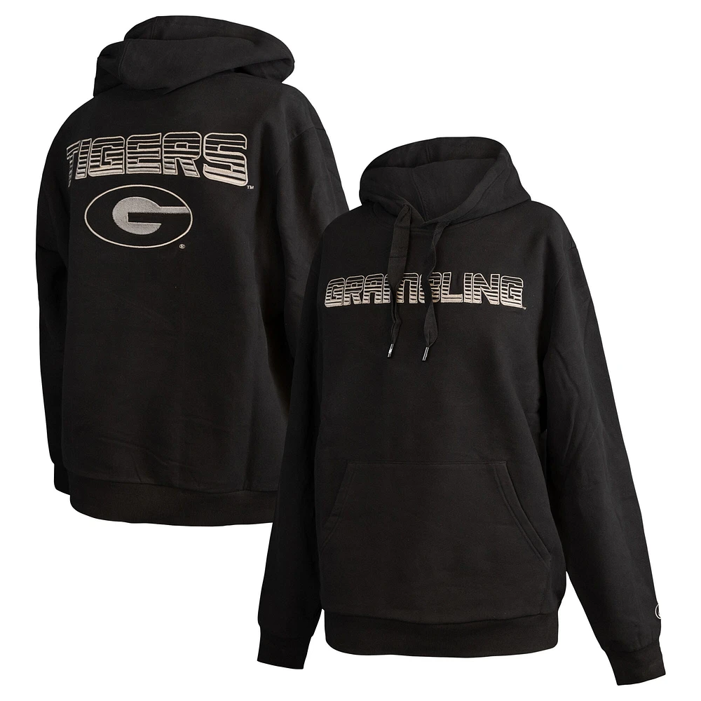 Men's FISLL  Black Grambling Tigers Puff Print Sliced Pullover Hoodie