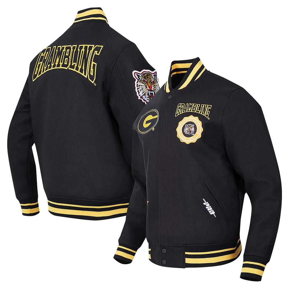 Veste entièrement zippée en laine Pro Standard pour hommes, noire, avec écusson des Grambling Tigers