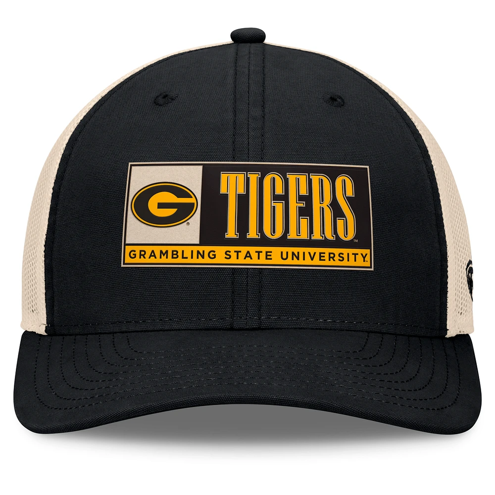 Casquette ajustable Bennett Trucker Grambling Tigers noire/naturelle pour homme Top of the World