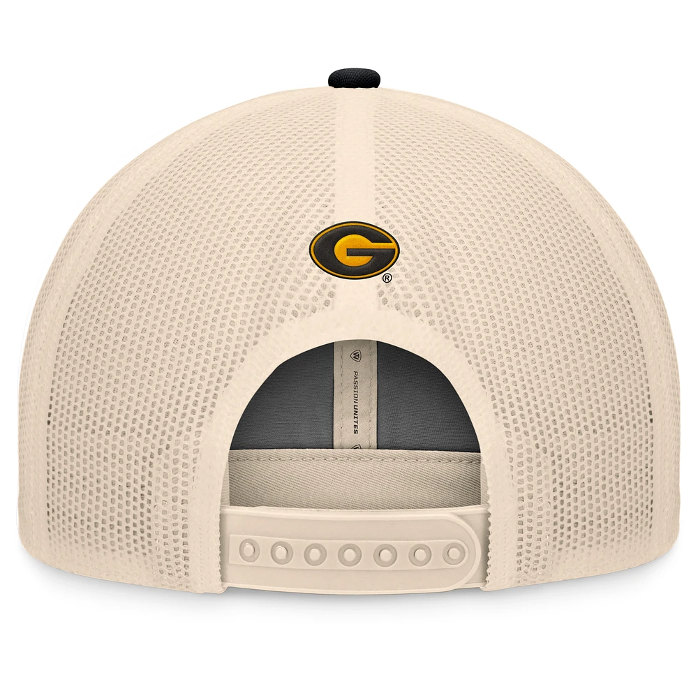 Casquette ajustable Bennett Trucker Grambling Tigers noire/naturelle pour homme Top of the World