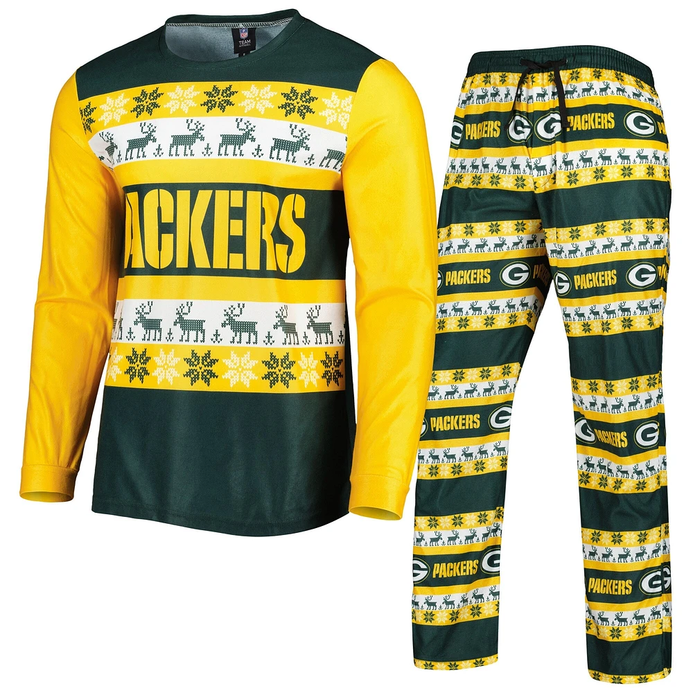 Women's FOCO Green Bay Packers Wordmark Ugly Pajama Set