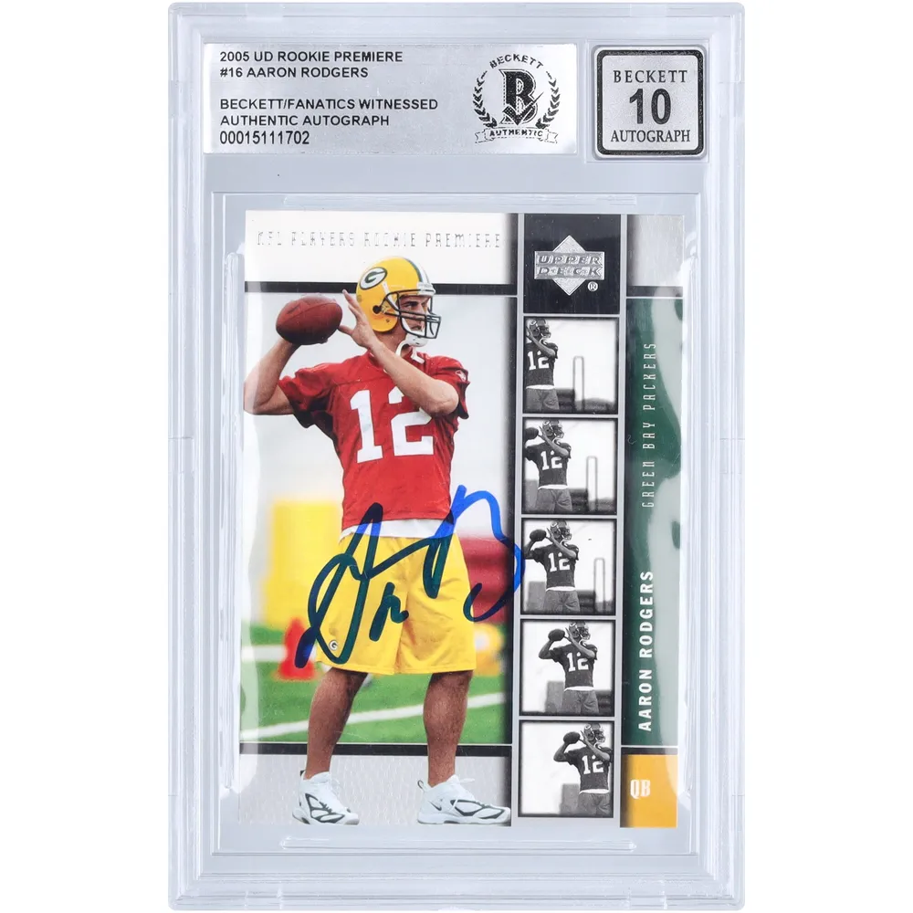 Aaron Rodgers Green Bay Packers Autographed 2005 Upper Deck Rookie Premiere  #16 Beckett Fanatics Witnessed Authenticated 10 Rookie Card