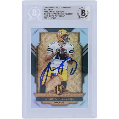 Aaron Rodgers Green Bay Packers Autographed 2017 Panini Gold Standard Platinum Variation #119 #46/49 Beckett Fanatics Witnessed Authenticated Card