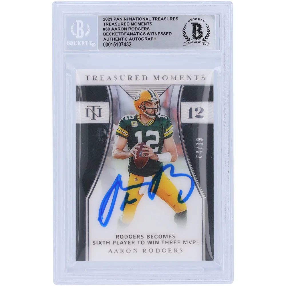 Lids Aaron Rodgers Green Bay Packers Autographed 2021 Panini National  Treasures Treasured Moments #TM-AR #54/99 Beckett Fanatics Witnessed  Authenticated Card