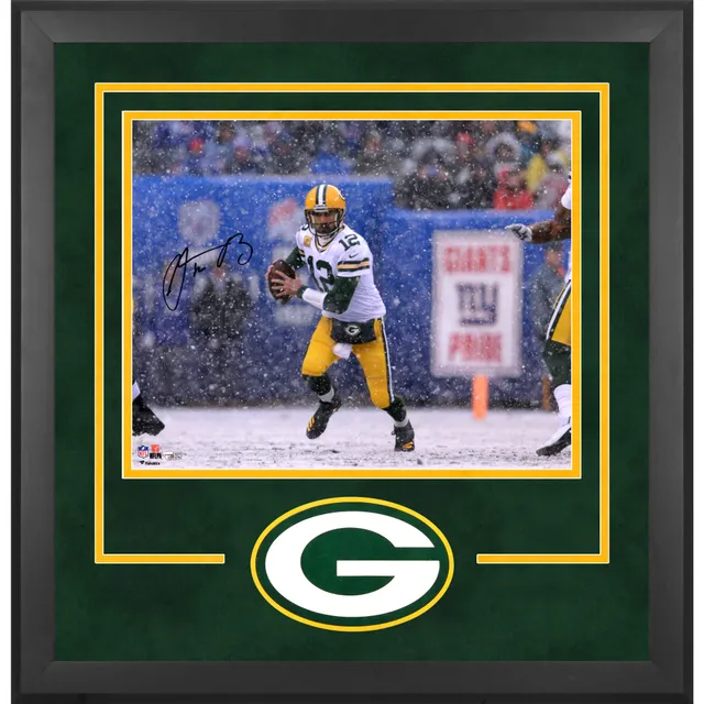 Aaron Rodgers Green Bay Packers Autographed Deluxe Framed 16 x 20 White Jersey Passing Photograph