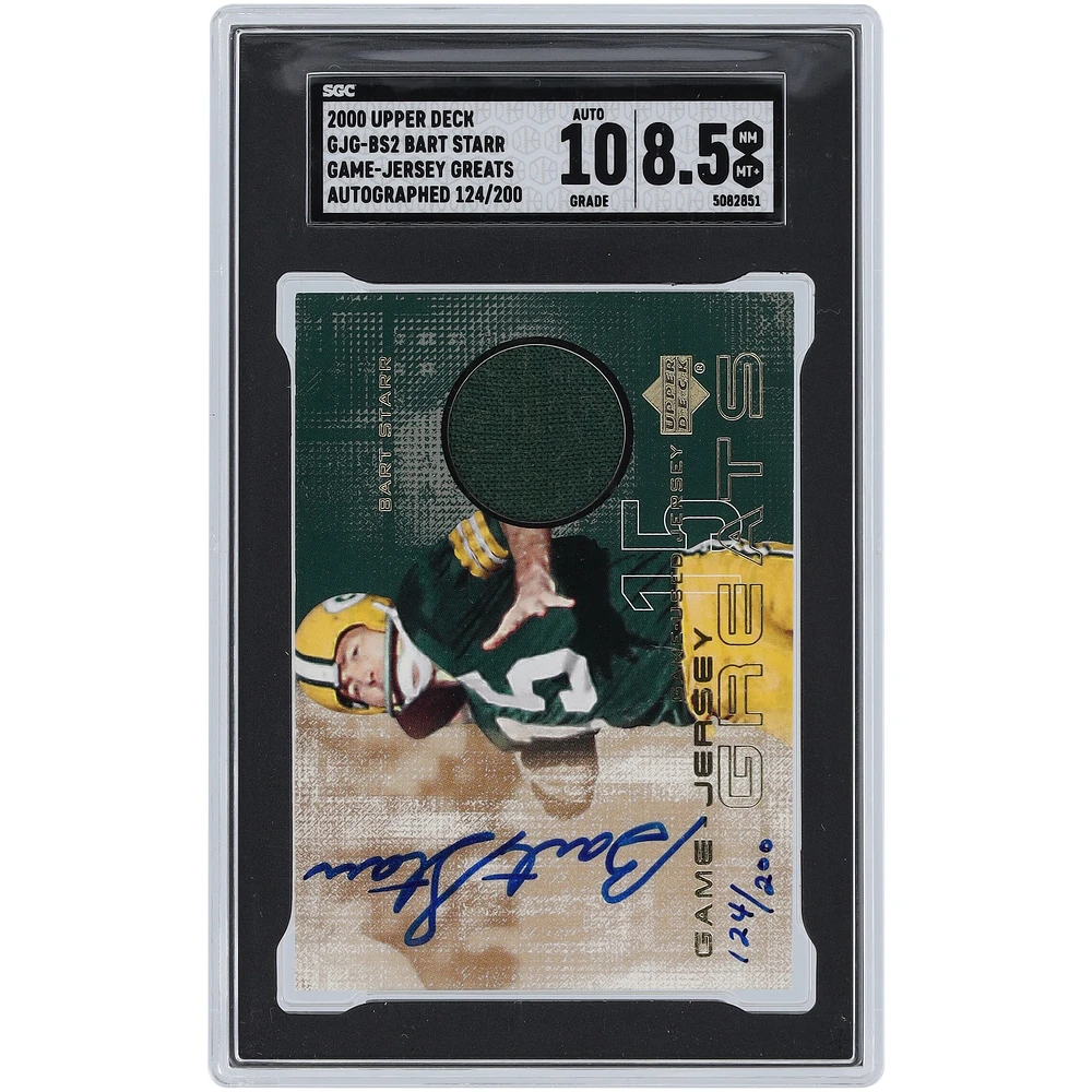 Bart Starr Green Bay Packers Autographed 2000 Upper Deck Game Gear Game Used Relic #GJG-BS2 #124/200 SGC Authenticated 8.5/10 Card