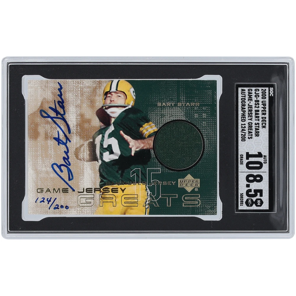 Bart Starr Green Bay Packers Autographed 2000 Upper Deck Game Gear Game Used Relic #GJG-BS2 #124/200 SGC Authenticated 8.5/10 Card