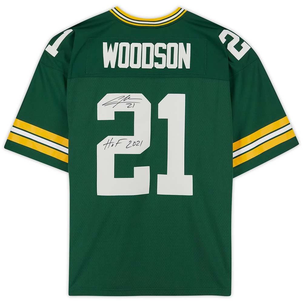 Charles Woodson Green Bay Packers Autographed Green Mitchell & Ness Replica Jersey with "HOF 21" Inscription