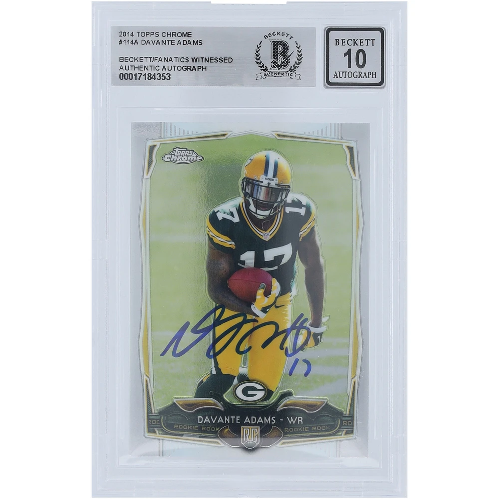 Davante Adams Green Bay Packers Autographed 2014 Topps Chrome #114 Beckett Fanatics Witnessed Authenticated 10 Rookie Card