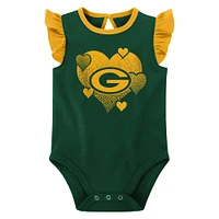 Girls Newborn & Infant Green/Gold Green Bay Packers Spread the Love 2-Pack Bodysuit Set