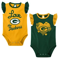 Lot de 2 bodys vert/doré Green Bay Packers Spread the Love pour nouveau-nés et nourrissons