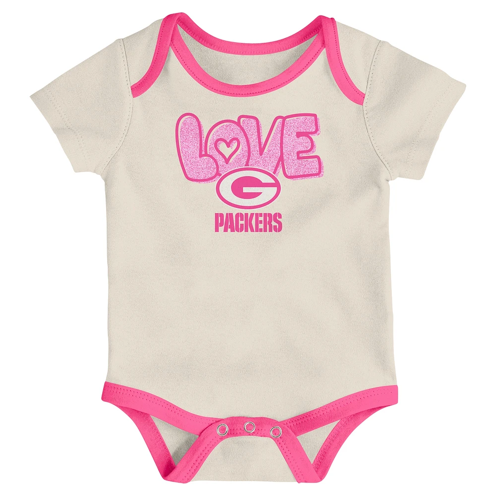 Girls Newborn & Infant White Green Bay Packers All The Love 2 Piece Bodysuit and Pants Set