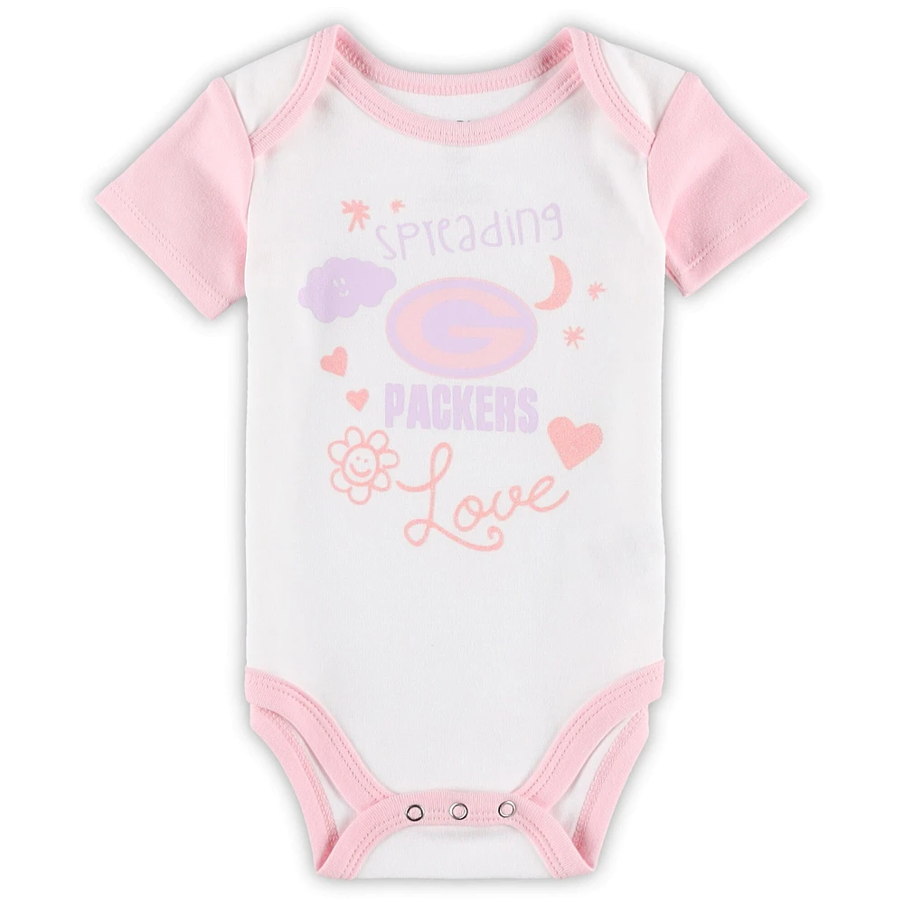 Girls Newborn & Infant White Green Bay Packers Spreading Love Bodysuit and Tutu Leggings Set