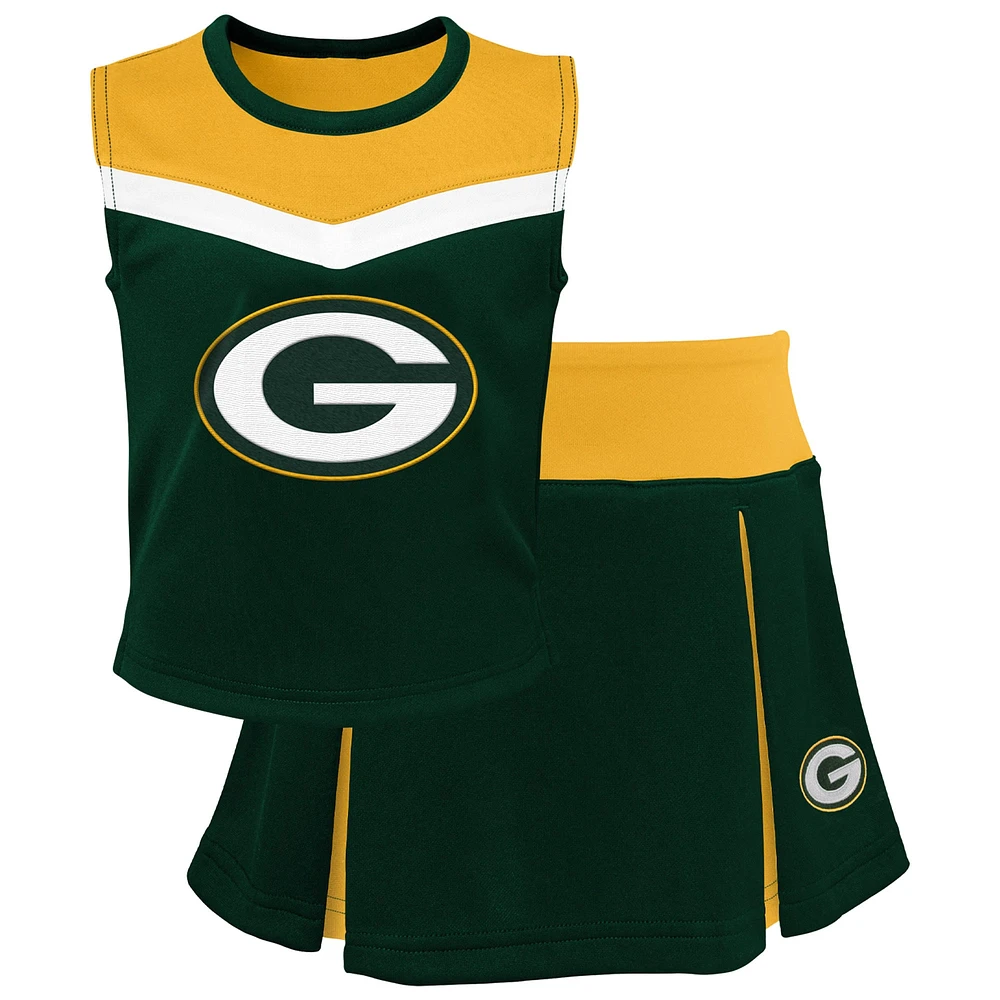 Ensemble de pom-pom girl deux pièces Green Bay Packers Spirit pour filles d'âge préscolaire