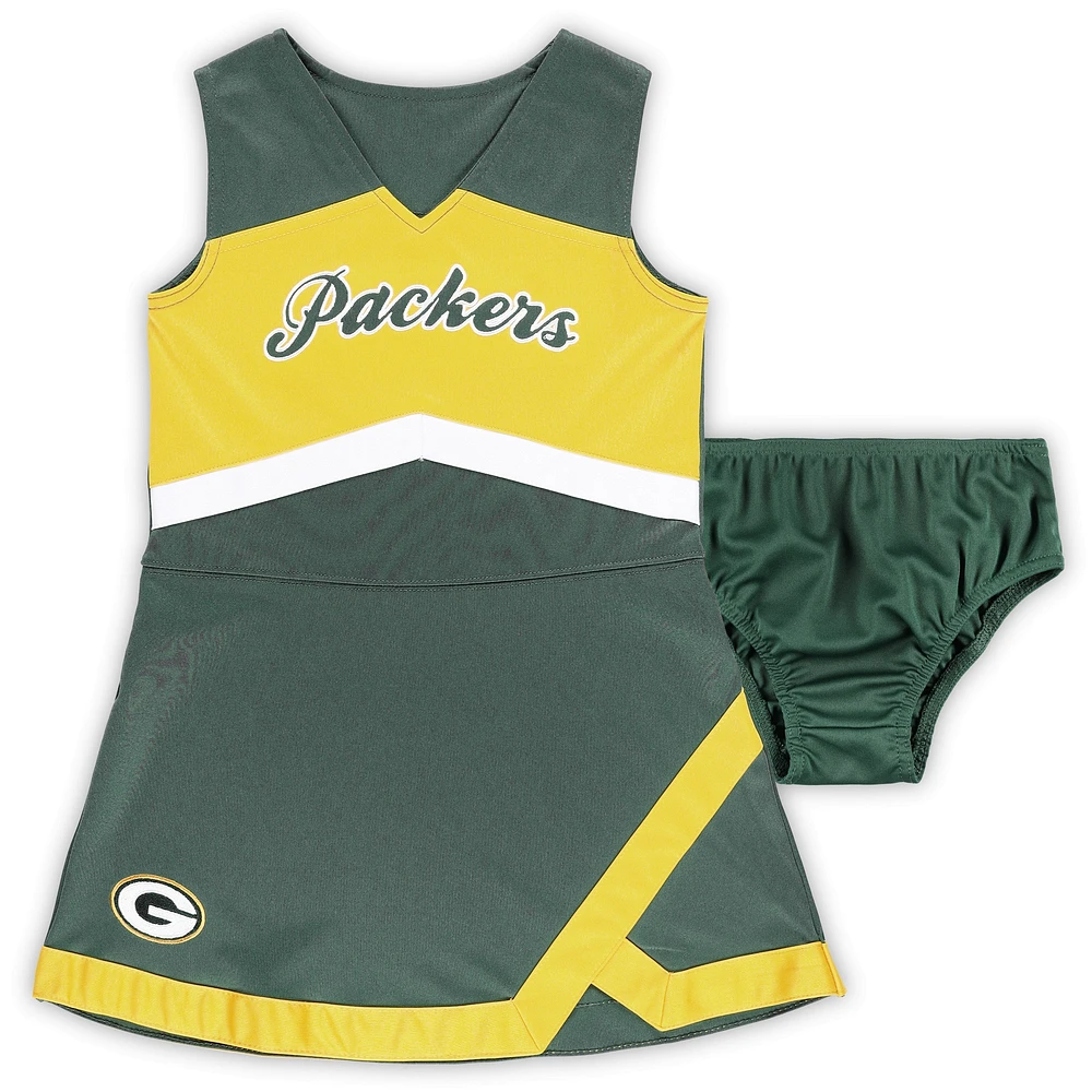 Filles d'âge préscolaire Vert Green Bay Packers Robe pull deux pièces Cheer Captain avec Bloomer