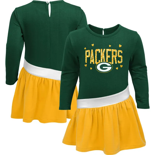 Lids Green Bay Packers Girls Toddler Heart To Jersey Tunic Dress -  Green/Gold