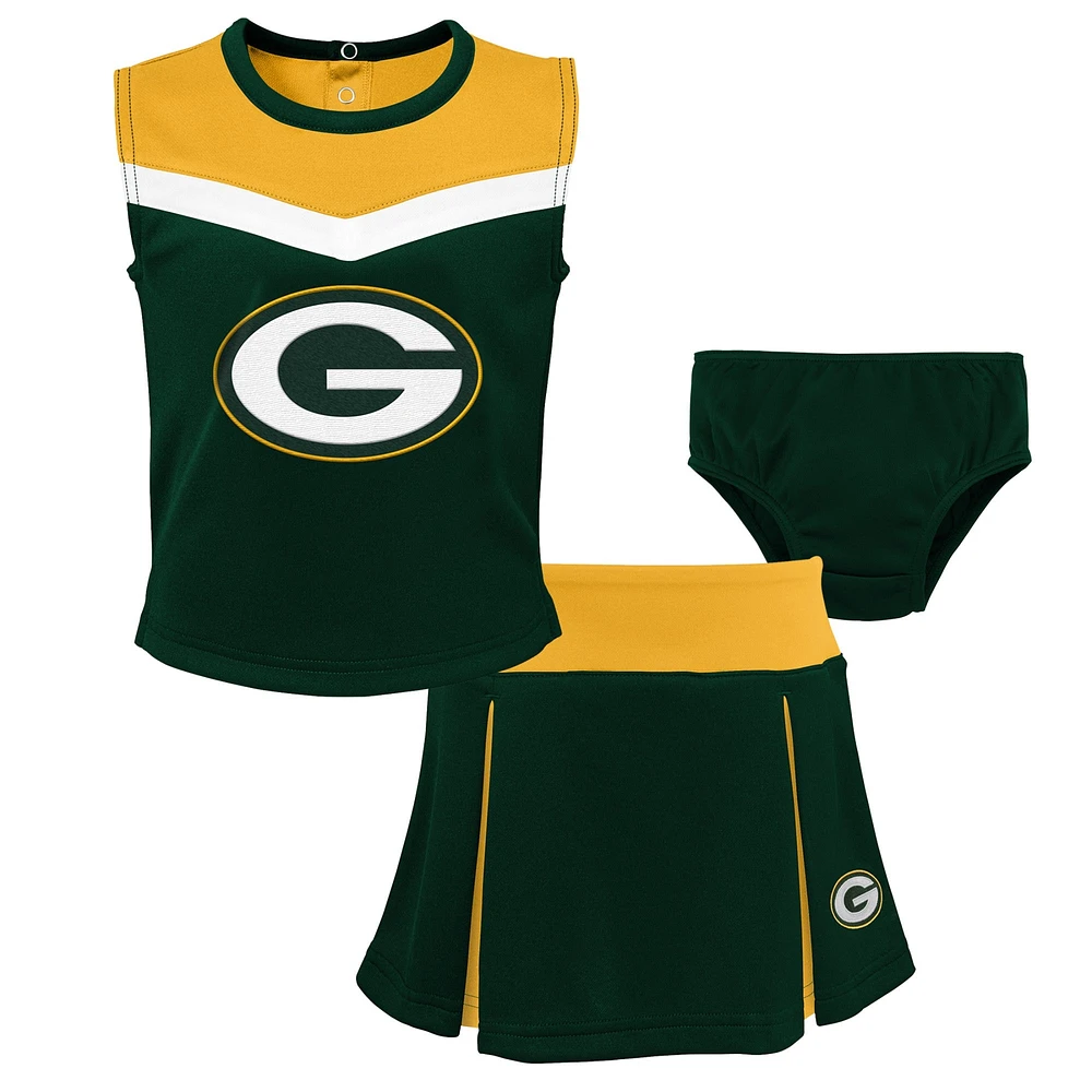 Girls Toddler Green Bay Packers Spirit Cheer Two-Piece Cheerleader Set with Bloomers