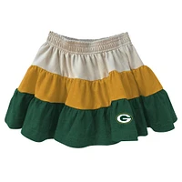 Ensemble sweat à capuche zippé sans manches et jupe trois niveaux pour filles Wes & Willy Gold/Green Green Bay Packers