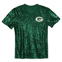 Girls Youth Jordan Love Green Bay Packers Sequin V-Neck Fashion Jersey