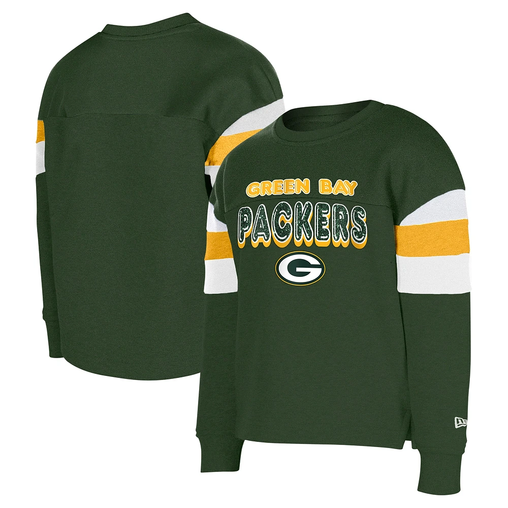 Sweat-shirt à paillettes blocs de couleurs pour filles New Era Green Bay Packers