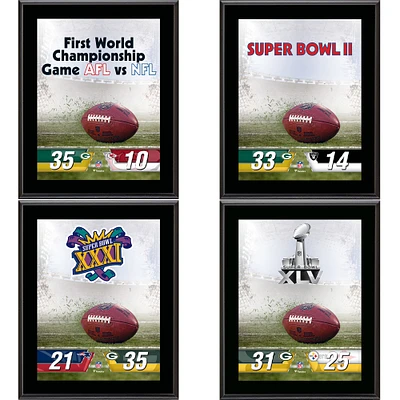 Pack de plaques de champion du Super Bowl sublimées des Packers de Green Bay 10,5" x 13"