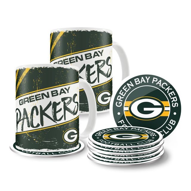 Packers de Green Bay 15 oz. Tasses et sous-verres classiques - Ensemble