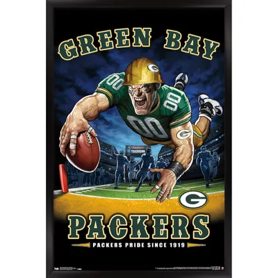 Green Bay Packers 24.25'' x 35.75'' Framed Mascot Endzone Poster