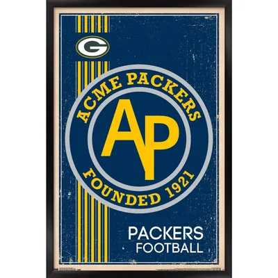 Green Bay Packers 34.25'' x 35'' Framed Retro Logo Poster