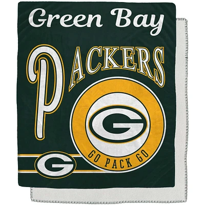 Couverture Sherpa en flanelle polaire avec emblème rétro des Packers de Green Bay, 50 po x 60 po