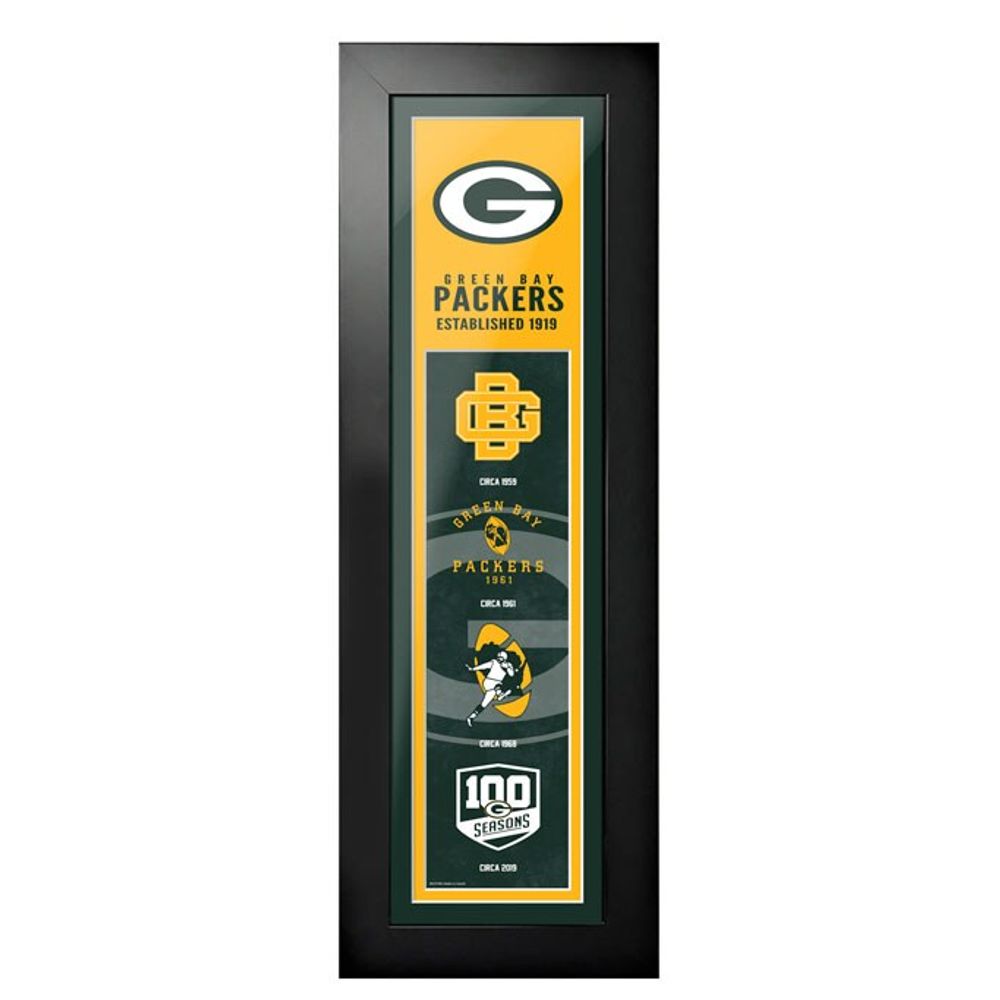 Green Bay Packers - 6'' x 22'' Logos to History Framed Art