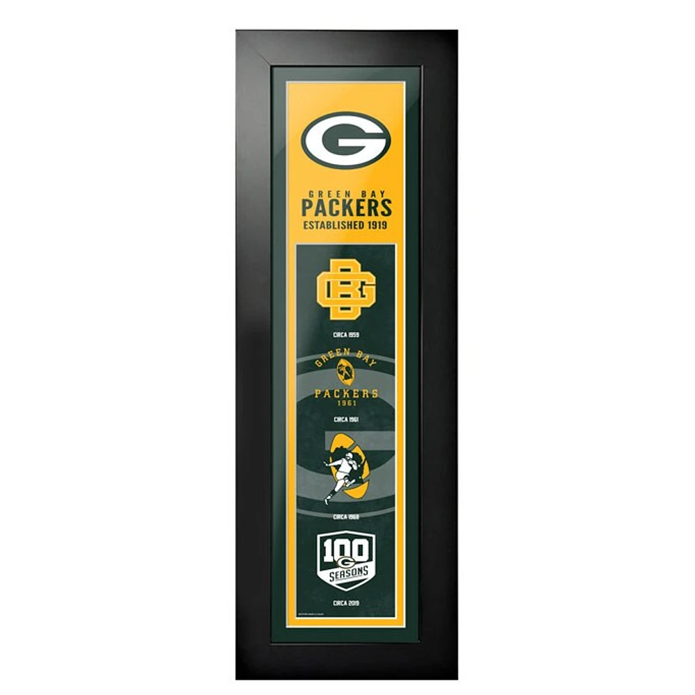 Green Bay Packers - 6'' x 22'' Logos to History Framed Art