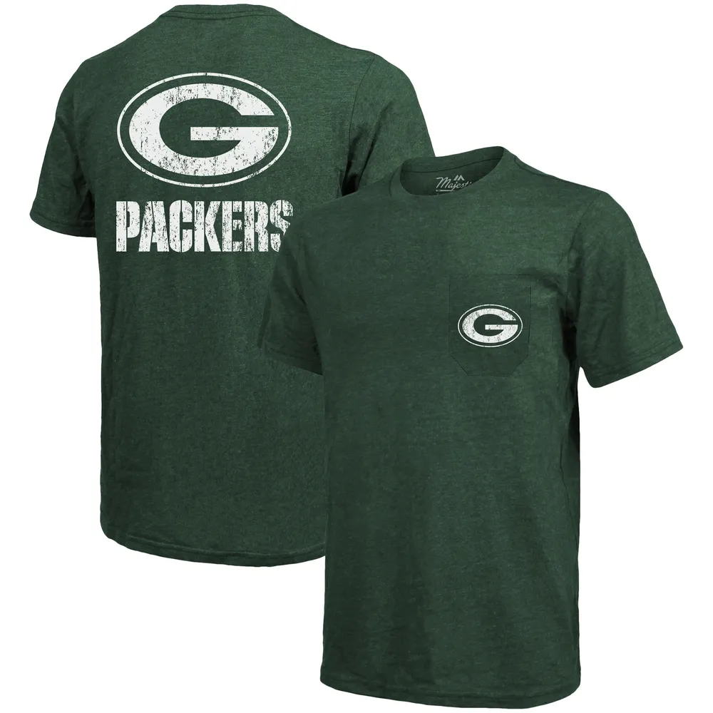 Majestic Threads Green Bay Packers Majestic Threads Tri-Blend Pocket T-Shirt  - Heathered