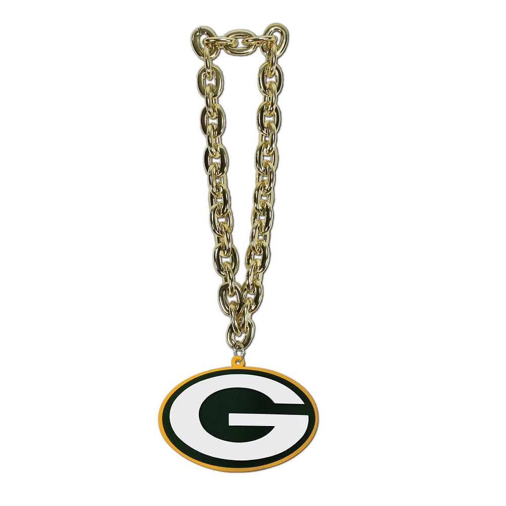 Collier chaîne Superfan surdimensionné des Packers de Green Bay