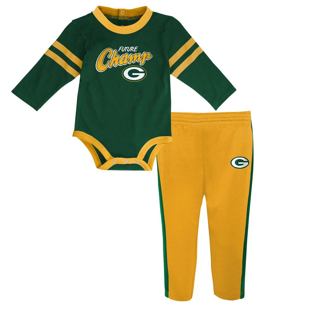 Outerstuff Infant Green/Gold Green Bay Packers Little Kicker - Long Sleeve  Bodysuit & Pants Set