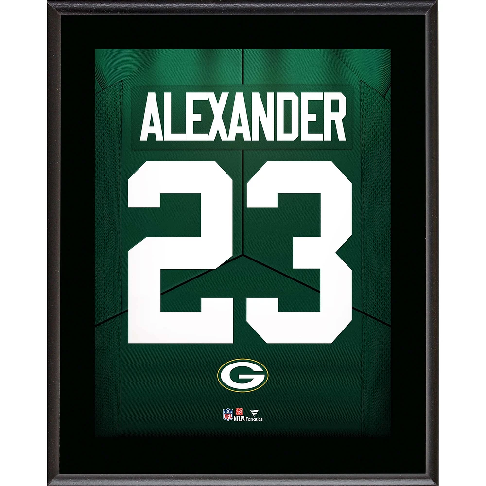 Plaque de joueur sublimée avec numéro de maillot des Packers de Green Bay de Jaire Alexander 10,5" x 13"