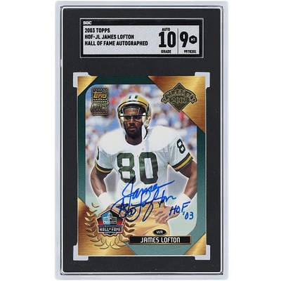 James Lofton Green Bay Packers Carte autographiée Topps HOF 2003 Classe de 2003 #HOF-JL SGC authentifiée 9/10 avec inscription « HOF 03 »