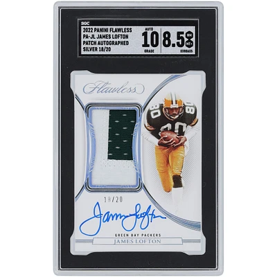 Carte Panini Flawless Silver Patch 2022 autographiée par James Lofton des Green Bay Packers, relique bicolore #PA-JL #18/20 SGC authentifiée 8,5/10