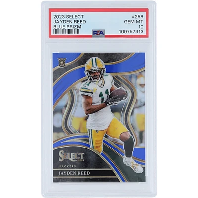 Jayden Reed Green Bay Packers 2023 Panini Select Blue Prizm #258 #62/99 PSA Authenticated 10 Rookie Card 
