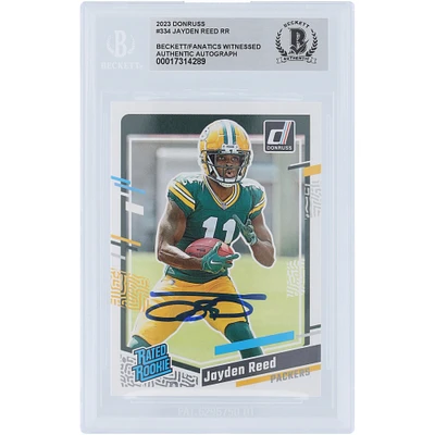 Jayden Reed Green Bay Packers Autographed 2023 Panini Donruss Rated Rookie #334 Beckett Fanatics Witnessed Authenticated Rookie Card 