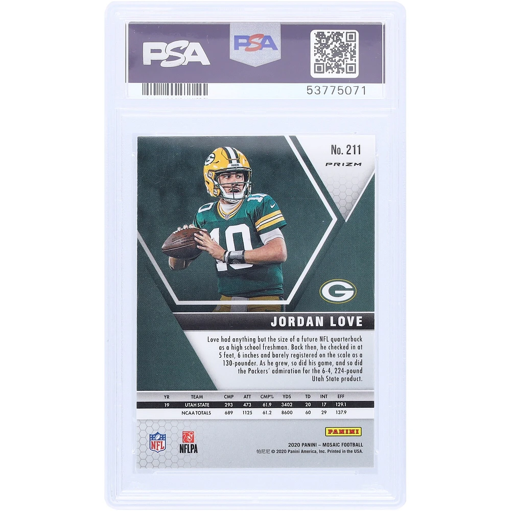 Jordan Love Green Bay Packers 2020 Panini Mosaic Green Mosaic #211 PSA Authenticated 10 Rookie Card