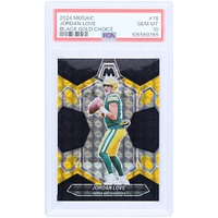 Jordan Love Green Bay Packers 2024 Panini Mosaic Black Gold Choice #78 #7/8 PSA Authenticated 10 Card