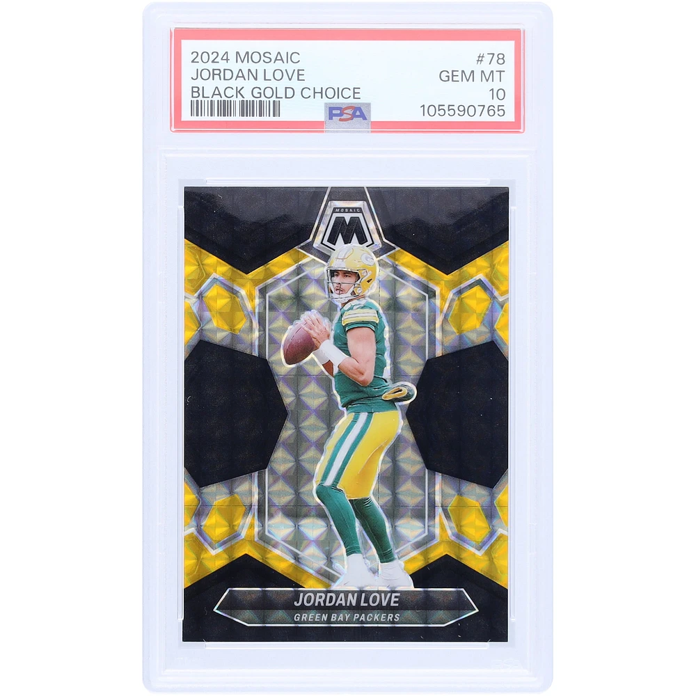 Jordan Love Green Bay Packers 2024 Panini Mosaic Black Gold Choice #78 #7/8 PSA Authenticated 10 Card